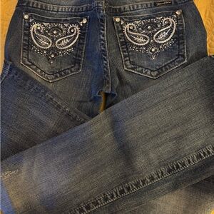 Miss Me Dark Blue Boot Cut Jeans with Embellished Pockets